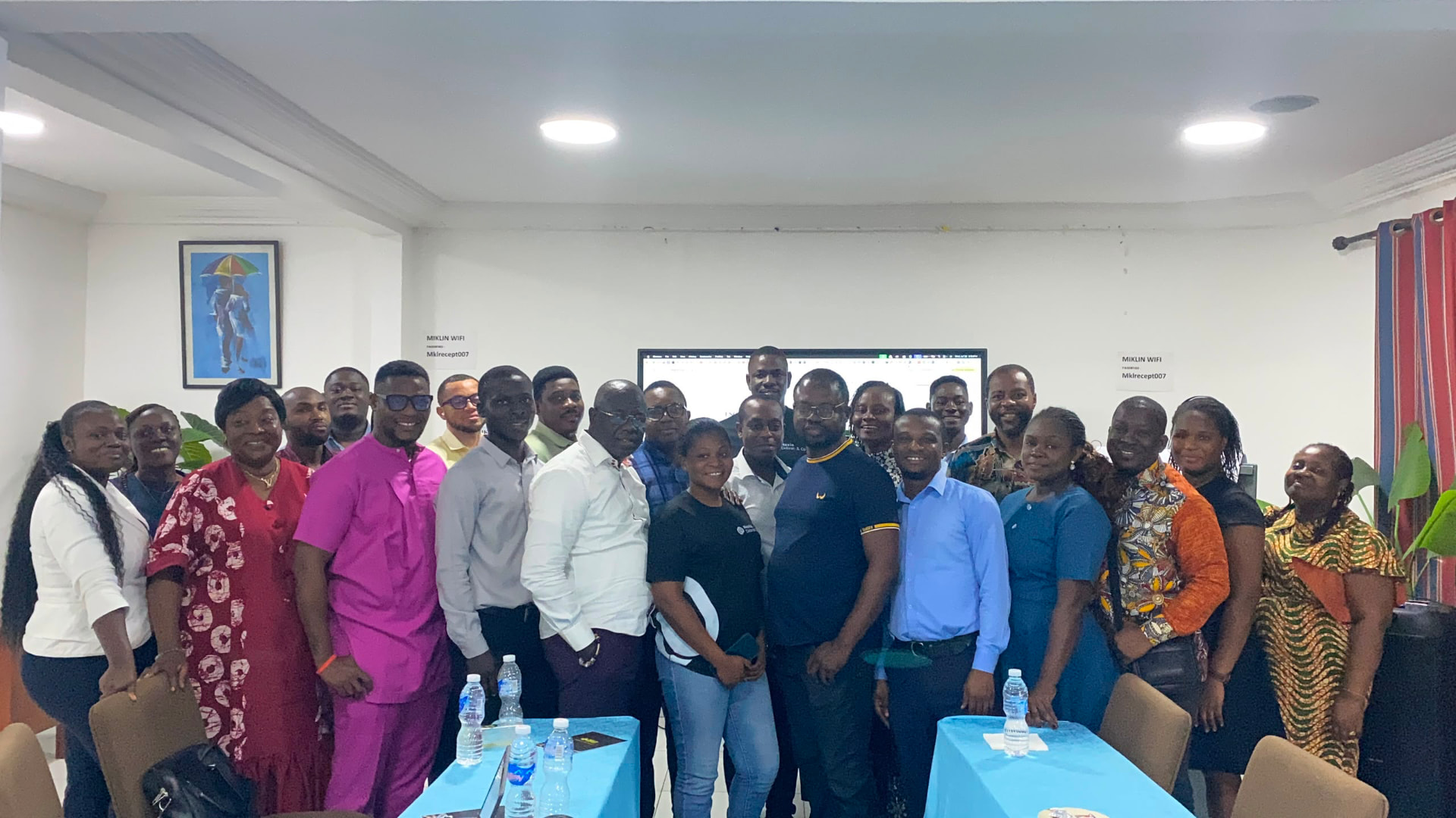 Participants and facilitators together after an in-person professional training session